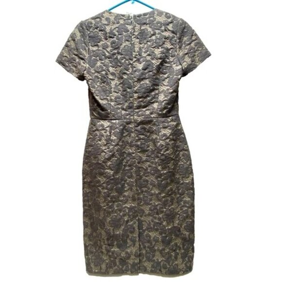 Banana Republic Dress Women's Size 4 Grey Lace Brocade Sheath Midi Fitted NWT - Picture 4 of 10